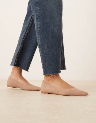  Luck pointed ballet flats in beige suedette
