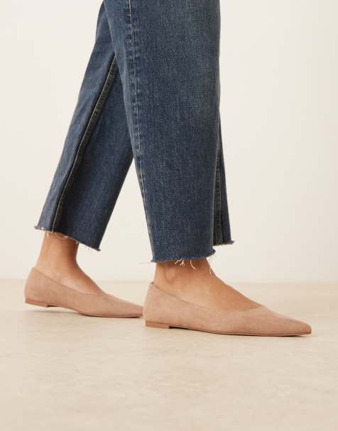 ASOS DESIGN Luck pointed ballet flats in beige suedette - view 1