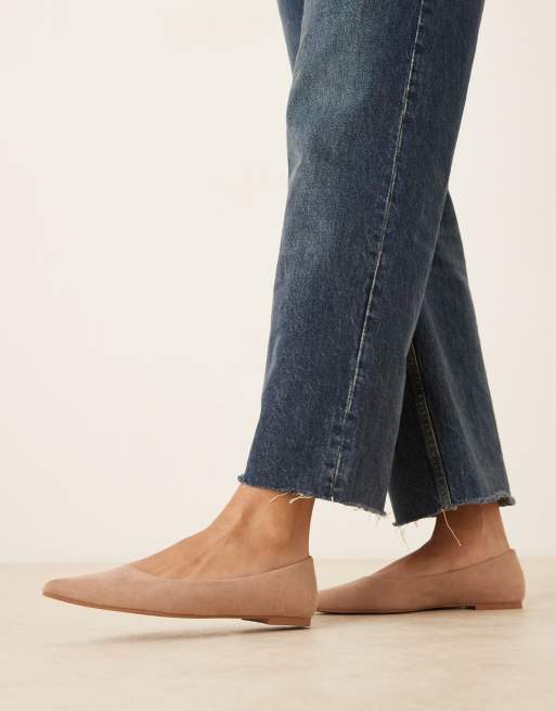 ASOS DESIGN - Luck - Puntige ballerina's in beige suedine, 4 van 4
