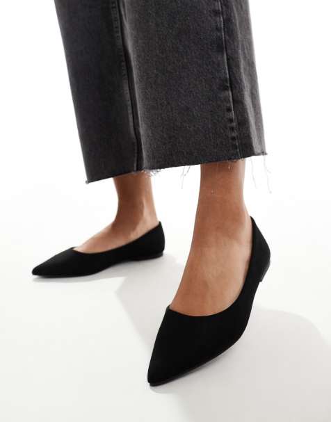 ASOS DESIGN - Lucky - Ballerine a punta nere in camoscio sintetico - view 1