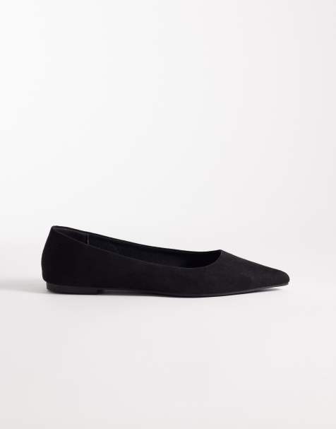 ASOS DESIGN – Lucky – Czarne balerinki z noskami w szpic z imitacji zamszu - view 1