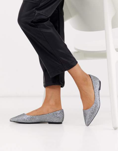 ASOS DESIGN – Lucky Disco – Spitze Glitzer-Ballerinas