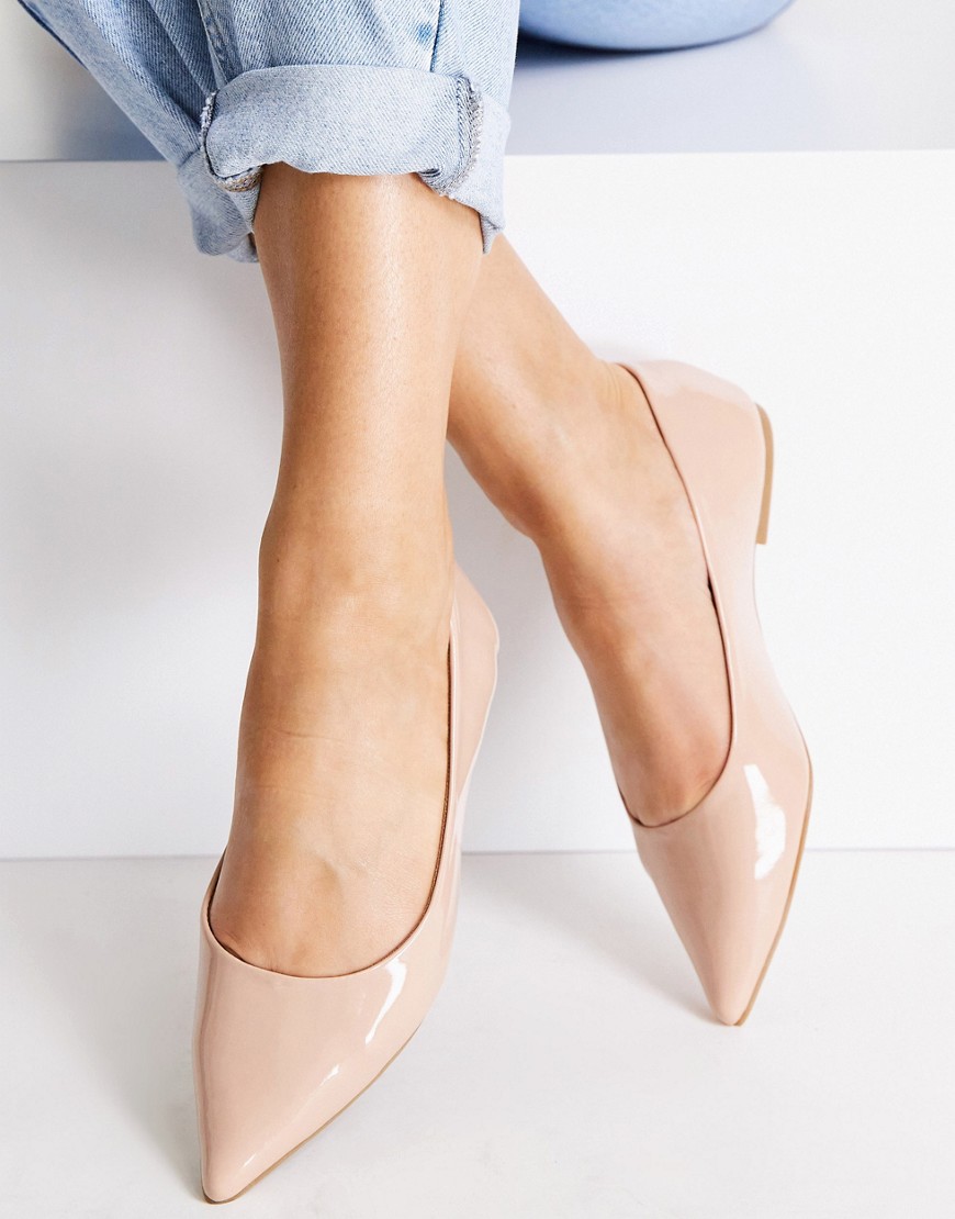 ASOS DESIGN Lucky pointed ballet flats in beige-Neutral