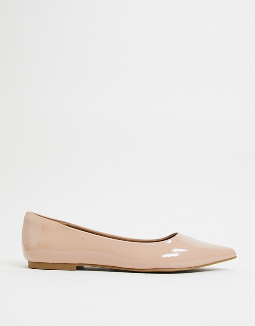 ASOS DESIGN Lucky pointed ballet flats in beige