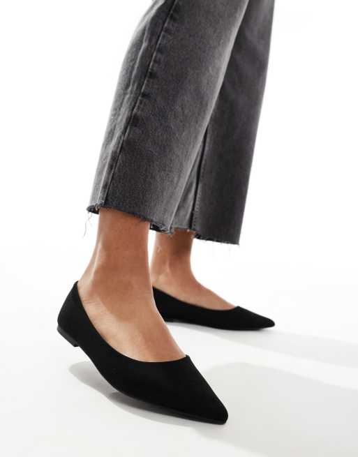 ASOS DESIGN Lucky pointed ballet flats in black