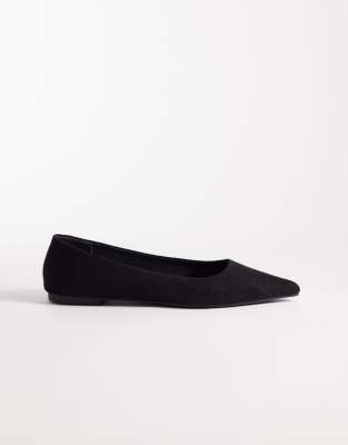 ASOS DESIGN Lucky pointed ballet flats in black suedette