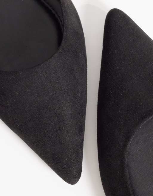 ASOS DESIGN Lucky pointed ballet flats in black suedette, 4 of 4