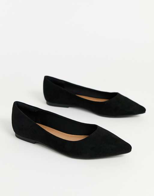 ASOS DESIGN Lucky pointed ballet flats in black | ASOS