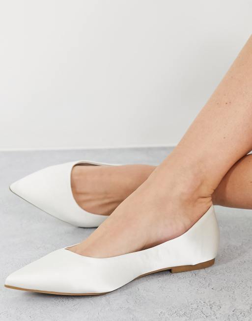 ASOS DESIGN Lucky pointed ballet flats in ivory satin