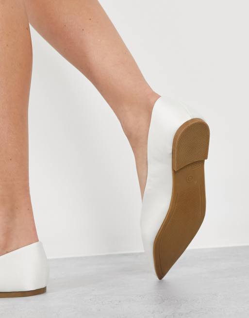 ASOS DESIGN Lucky pointed ballet flats in ivory satin