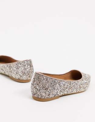 rose gold glitter flat shoes