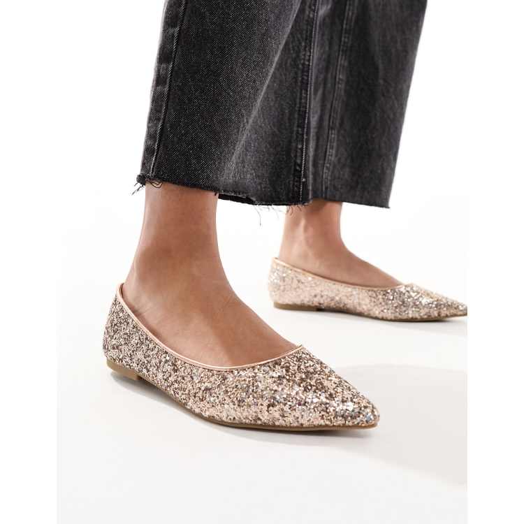 Pointed store gold flats