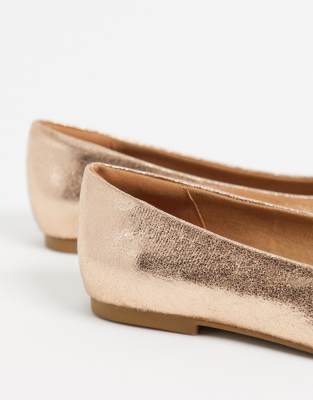 rose gold pointed toe flats