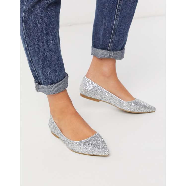 Pointed glitter hot sale flats