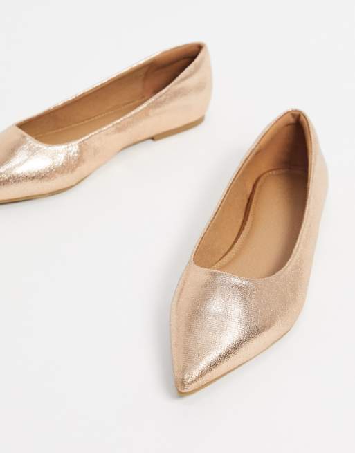 ASOS DESIGN - Lucky - Puntige ballerina's in roségoud