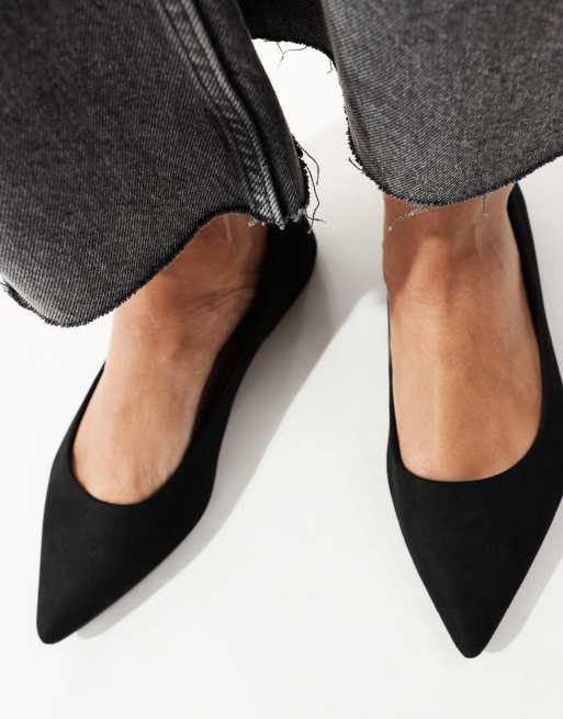 ASOS DESIGN - Lucky - Puntige ballerina's van suedette in zwart, 3 van 4