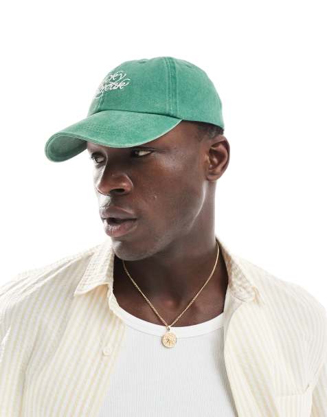 ASOS DESIGN lucky strike embroidered cap in washed green - view 1