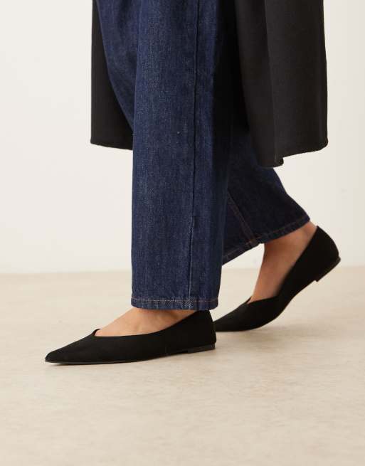 ASOS DESIGN - Ludo - Ballerine a punta a pianta larga nere scamosciate, 3 di 4