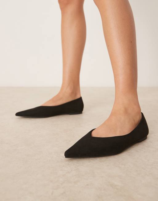 ASOS DESIGN Ludo pointed ballet flats in black suedette