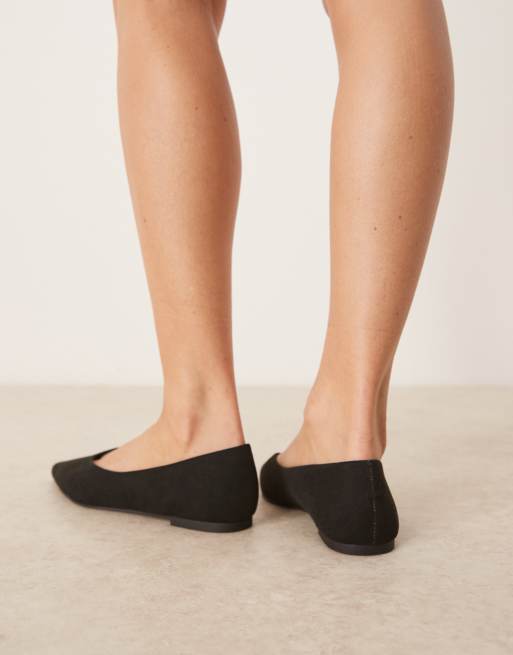 ASOS DESIGN Ludo pointed ballet flats in black suedette