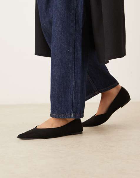 ASOS DESIGN - Ludo - Puntige ballerina's in zwart suedine - view 1