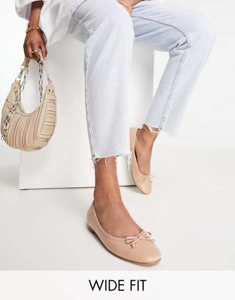 ASOS DESIGN - Lullaby - Ballerine beige a pianta larga con fiocco - view 1