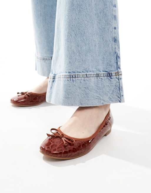 ASOS DESIGN - Lullaby - Ballerines larges à nœud - Fauve croco, 4 de 4