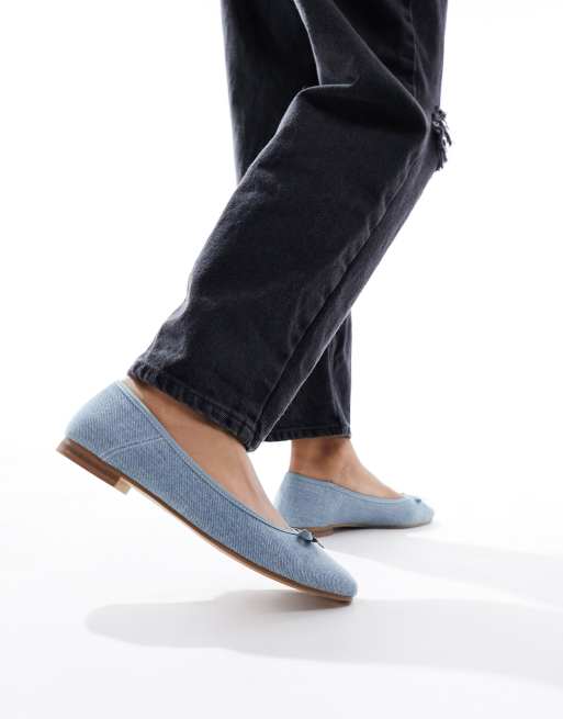 ASOS DESIGN Lullaby basic bow Ballet flats in Denim | ASOS