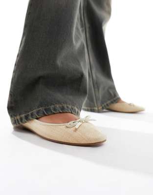 ASOS DESIGN Lullaby basic bow Ballet flats in Natural Fabrication | ASOS