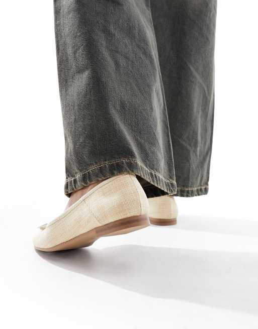 ASOS DESIGN Lullaby basic bow Ballet flats in Natural Fabrication | ASOS