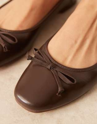 Asos Design Lullaby Bow Ballet Flats In Brown