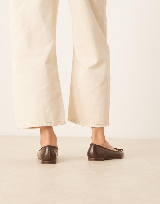 ASOS DESIGN Lullaby bow ballet flats in chocolate