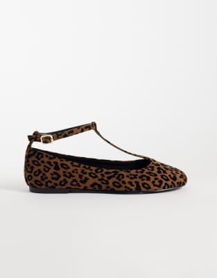 Asos Design Lulu T Bar Ballet Flats In Multi