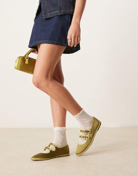 ASOS DESIGN - Lumina - Ballerine Mary Jane in misto raso verdi con doppia fascetta - view 1