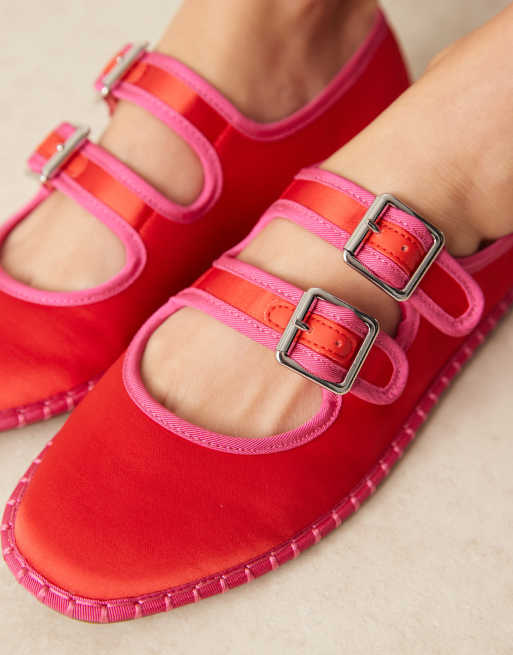 ASOS DESIGN - Lumina - Ballerines style babies en satin avec deux brides - Rouge, 4 de 4