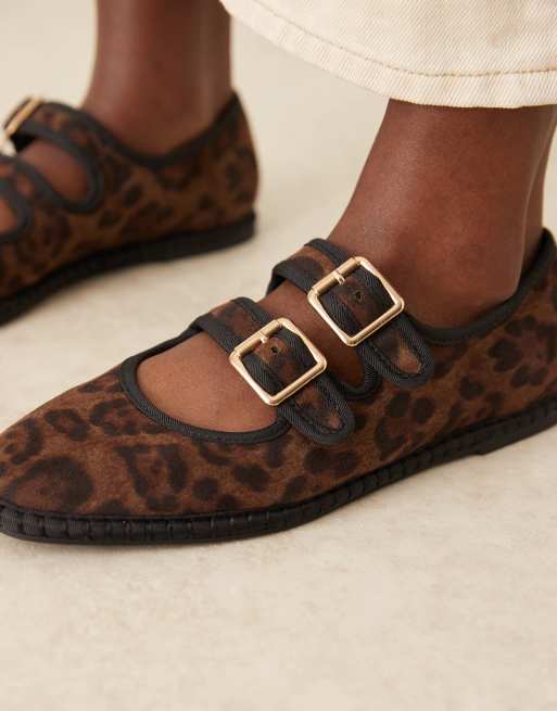ASOS DESIGN – Lumina – Leopardmönstrade ballerinaskor i Mary Jane-stil med dubbla remmar, 2 av 4