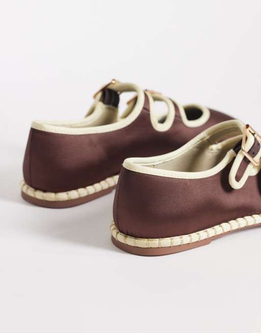 ASOS DESIGN Lumina mary jane ballets in chocolate and lemon, 3 of 4