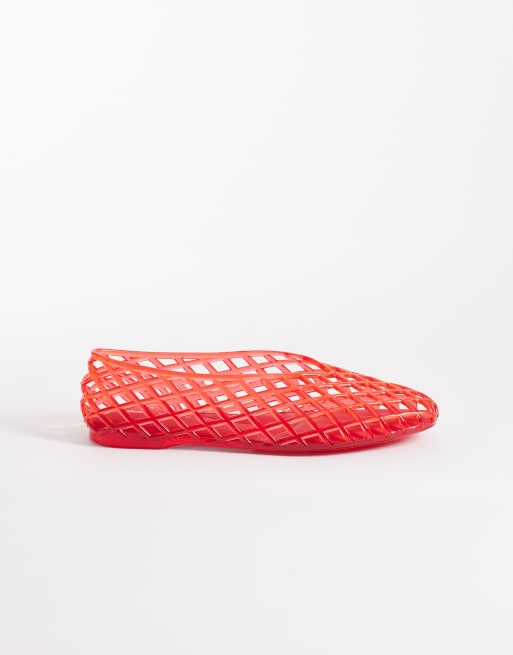 ASOS DESIGN - Luminous - Ballerine in gomma rosse a rete, 2 di 4