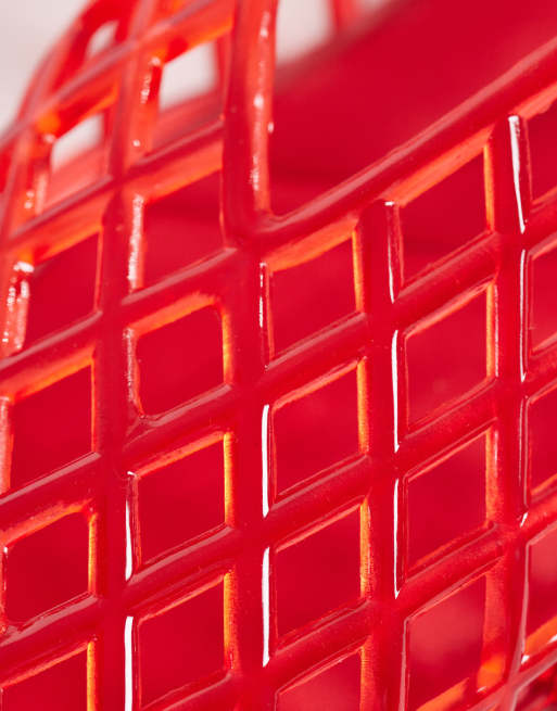 ASOS DESIGN Luminous jelly caged ballets in red, 3 of 4