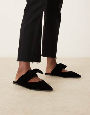 Asos Design Lunar Bow Detail Mules In Black