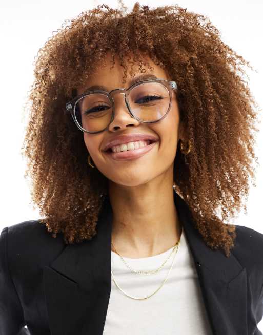 ASOS DESIGN Lunettes a monture ronde fine avec verres transparents anti lumiere bleue ASOS