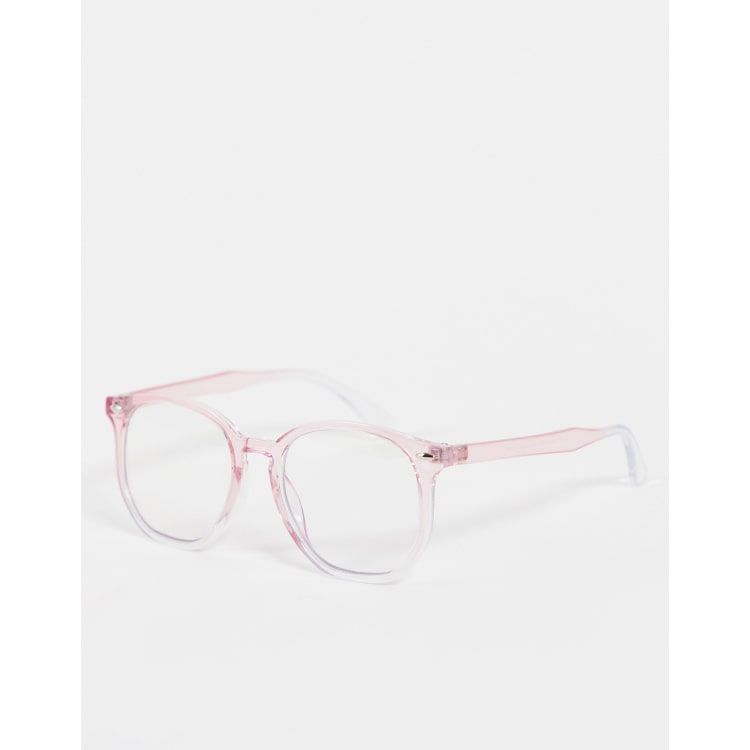 ASOS DESIGN Lunettes verres transparents anti lumi re bleue Rose d grad transparent LPINK