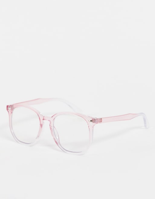 ASOS DESIGN Lunettes verres transparents anti lumi re bleue Rose d grad transparent LPINK