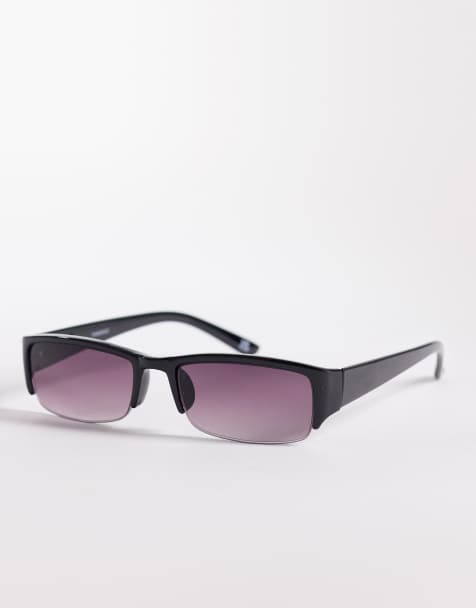 ASOS DESIGN - Lunettes de soleil à demi-monture carrée avec verres fumés - Noir - view 1