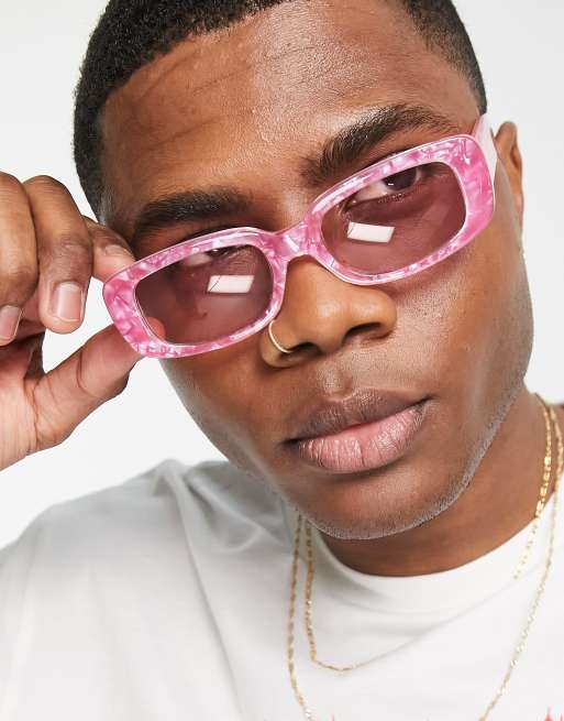 ASOS DESIGN Lunettes de soleil à demi-monture rectangulaire