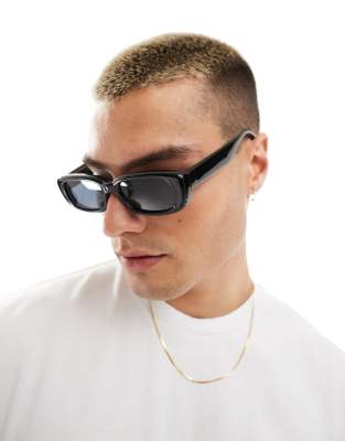 Lunettes De Soleil Pifwear PW24-2 - Monture Noire Acétate, Verres Noirs, Protection UV400