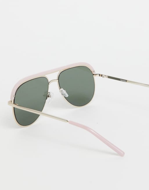 ASOS DESIGN - Lunettes de soleil à monture aviateur avec barre supérieure ornée de strass - Rose, 2 de 4