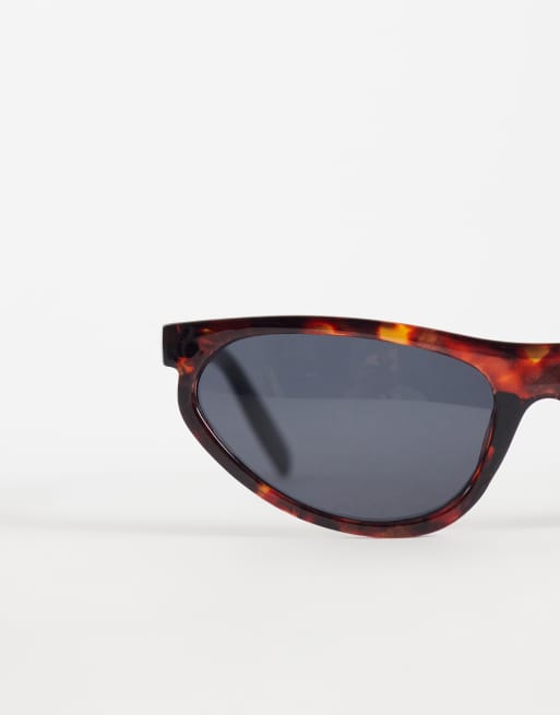 ASOS DESIGN - Lunettes de soleil à monture œil de chat angulaire fine - Écaille de tortue, 2 de 3