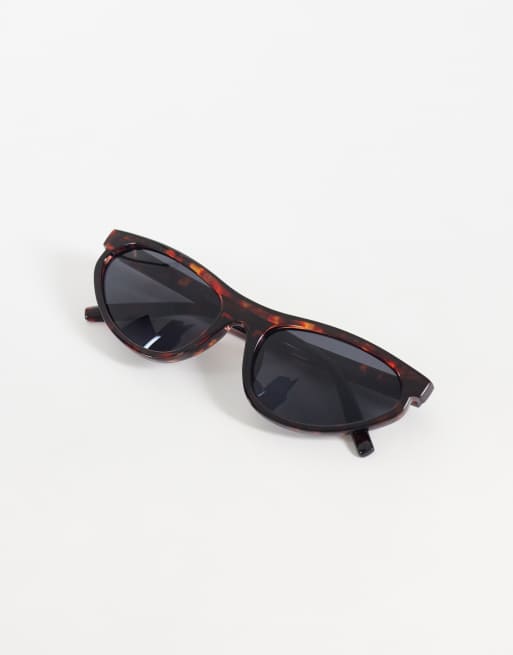 ASOS DESIGN - Lunettes de soleil à monture œil de chat angulaire fine - Écaille de tortue, 3 de 3