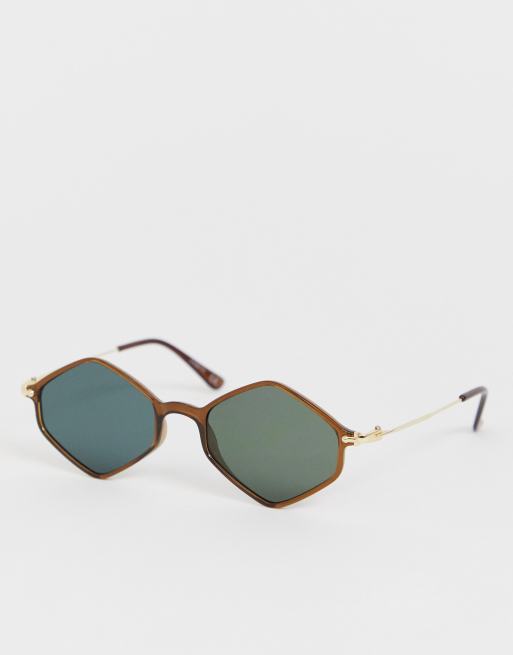 ASOS DESIGN Lunettes de soleil monture losange fine et branches en m tal